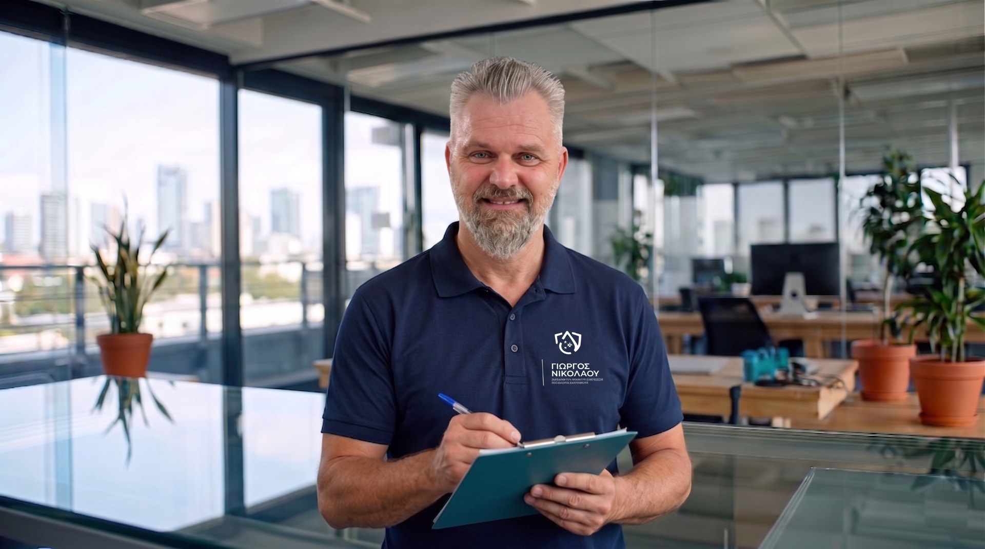 Η ομάδα της ΝΙΚΟΛΑΟΥ Cleaning Services σε επαγγελματικό χώρο